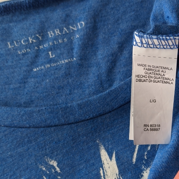 Lucky Brand Tee Pineapple Print Scoop Neck Short Sleeve Blue L NWOT - Picture 11 of 12